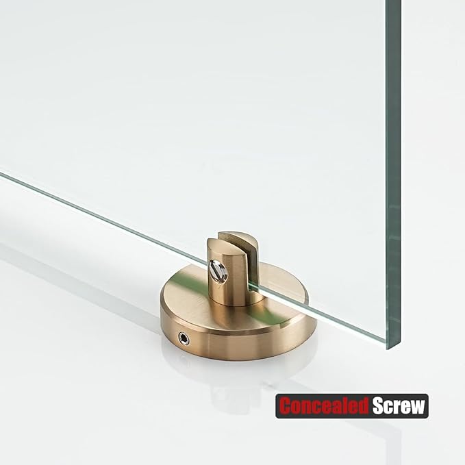 JQK Bathroom Glass Shelf, Tempered Glass Shower Storage 8 by 5 inches, 304 Stainless Steel Champagne Bronze Wall Mount, TGS101L8-CB