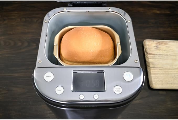 CULINARY CHEF Bread Maker Machine with Nonstick Bowl, Bread Hook, Measuring Cup & Spoon. 15-in-1, Gluten-Free Bread, Cake& Yogurt, 3 Crust Colour options and more.t3 Loaf Sizes. 2LB XL-Stainless Steel