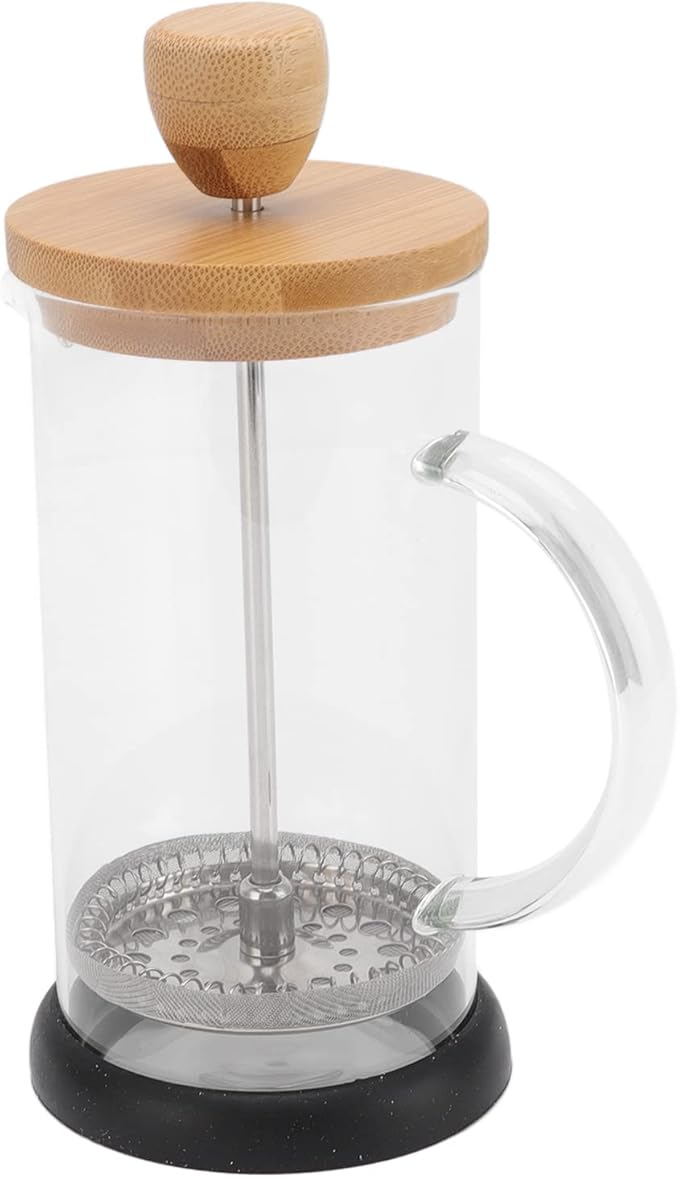 Heat Resistant Hand Brewing Filter French Press Borosilicate Borosilicate Tea Cafe Brewing Pot for Office Use (350ml Bamboo Cover)