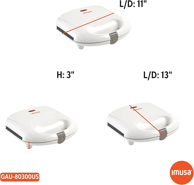 Imusa USA GAU-80300 4 Slot Electric Arepa Maker with Nonstick Surface (1,200-Watts), White