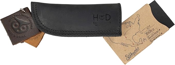 Hide & Drink, Hot Pan Handle Cover Handcrafted from Thick Full Grain Leather - Heat Resistant, Sturdy Grip for a Cast Iron Skillet, Frying Pan, Cookware - Simple, Durable (Charcoal Black)