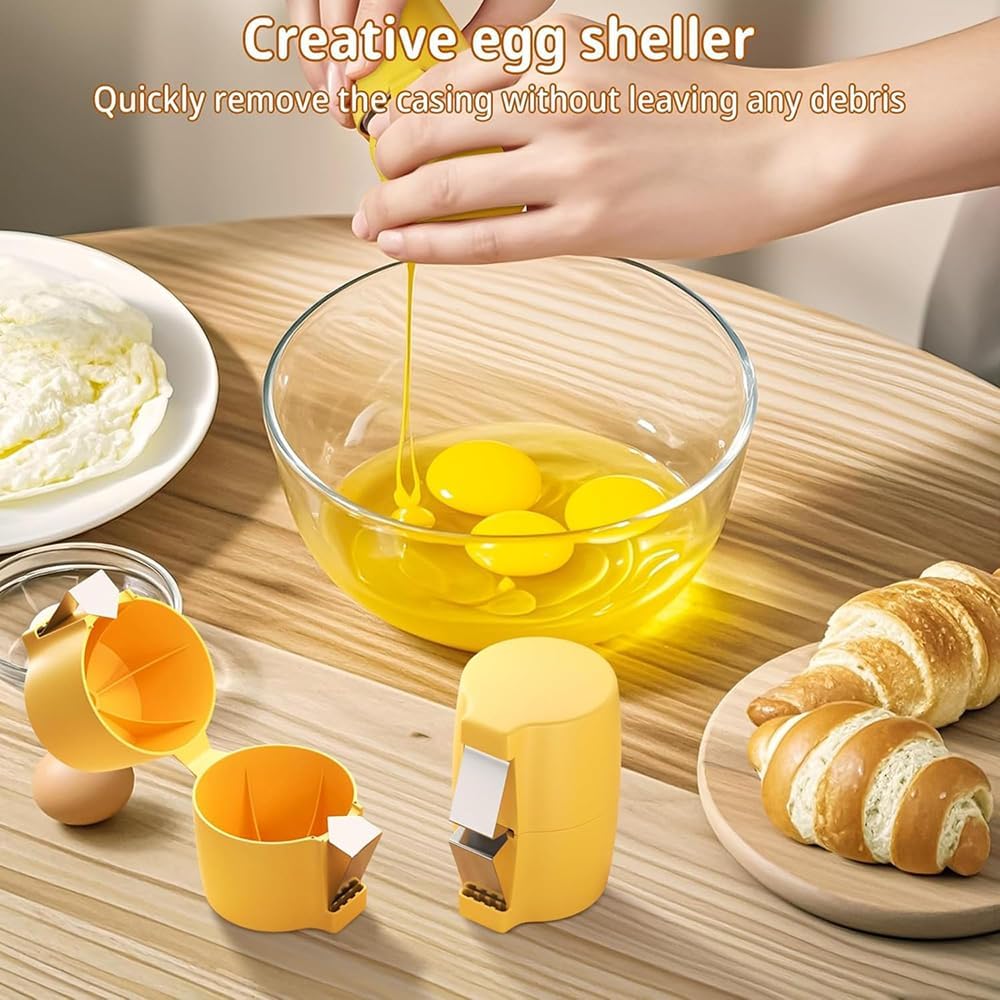 Egg Shell Opener Remover, Eggs Peeler Separator for Boiled and Raw Eggs, Stainless Steel Eggshell Cutter Kitchen Tools for Cooking and Breakfast Prep (Pink, 3 Pcs)