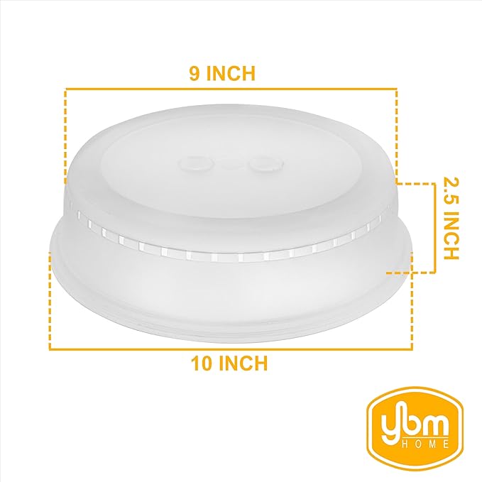 YBM HOME Microwave Splatter Cover Keeps Your Microwave Spotless During Food Heating, Anti-Splatter Plate Lid Cover, BPA Free and Dishwasher Safe (1, 2.5x10x9)