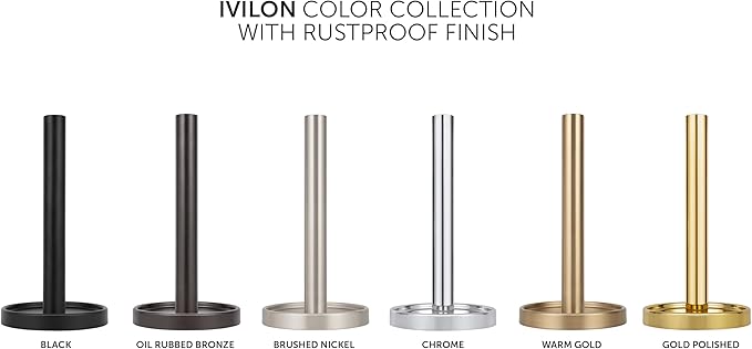 Ivilon Countertop Paper Towel Holder - Steady and Easy Tear - Fits All Paper Towel Rolls - Black