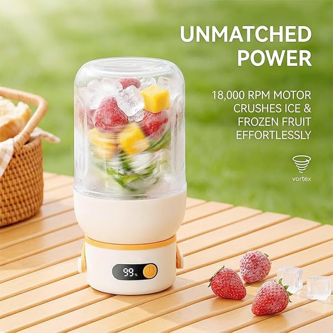 Portable Electric Juicer Cup with Zero Cord Hassle, USB-C Rechargeable Electric Blender with 18000 RPM Motor, Portable Wireless Juicer Cup for Home, Gym, Office and Outdoor (800ml 1pc)