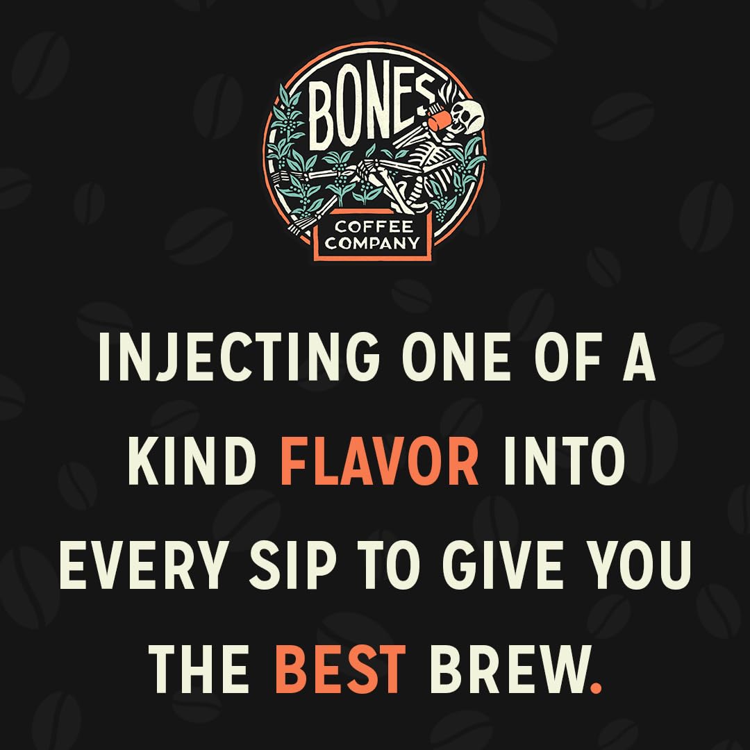 Bones Coffee Company Apple Cider Donut Flavored Coffee, Medium Roast Low Acid Arabica Beans Compatible with Auto drip and French Press Coffee Maker, 12 Oz Ground