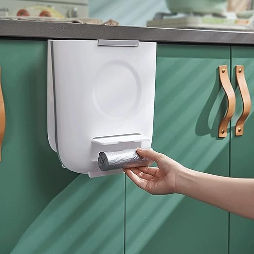 Hanging Trash Can, Kitchen Garbage Bin Waste Bins, Kitchen Trash Can Wall-Mounted Folding Trash Bucket Household Hanging Trash Can Cabinet Door-Mounted Sorting Trash Can (Size : B)