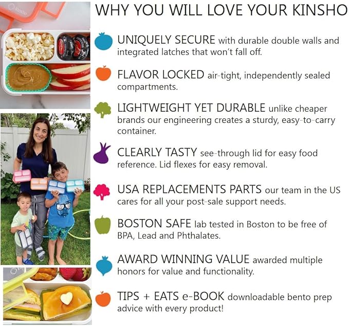 kinsho Lunch Boxes for Boys Teens Adults - Bento Box Set of 2 with Insulated Bag & Ice Pack, 6 Compartment Leak Proof Container, BPA-Free, Microwave Safe, Ideal for School & Work, Pink & Purple