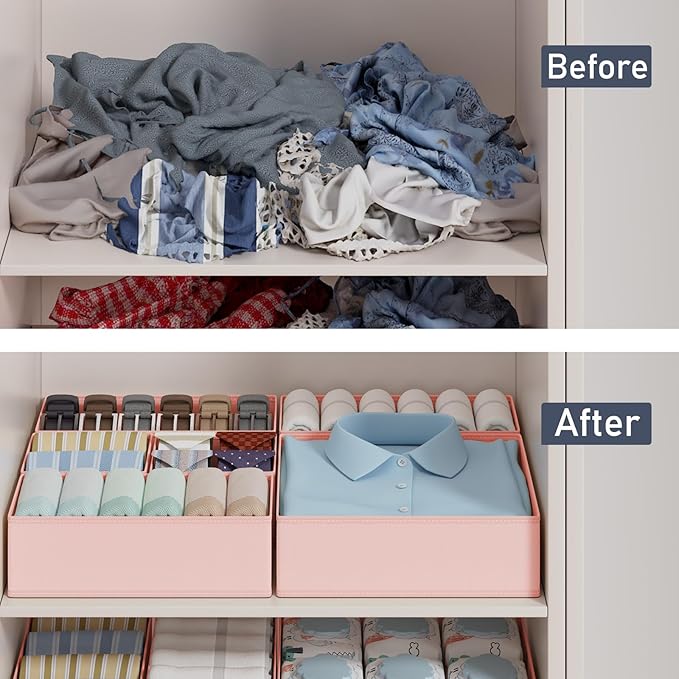 DIMJ Drawer Organizer Clothes Storage- 18 Pack Baby Dresser Organizer for Nursery, Foldable Closet Drawer Organizer Bins for Bedroom Organization, Fabric Storage Dividers for Socks, Underwears, Bras
