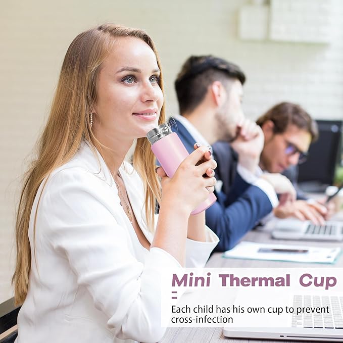 Irenare 5oz Mini Water Bottle Mini Insulated Stainless Steel Bottle Purse Water Bottle Cute Leak Proof Flask Keeps Drink Cold and Hot for Purse Women(Purple,1 Piece)