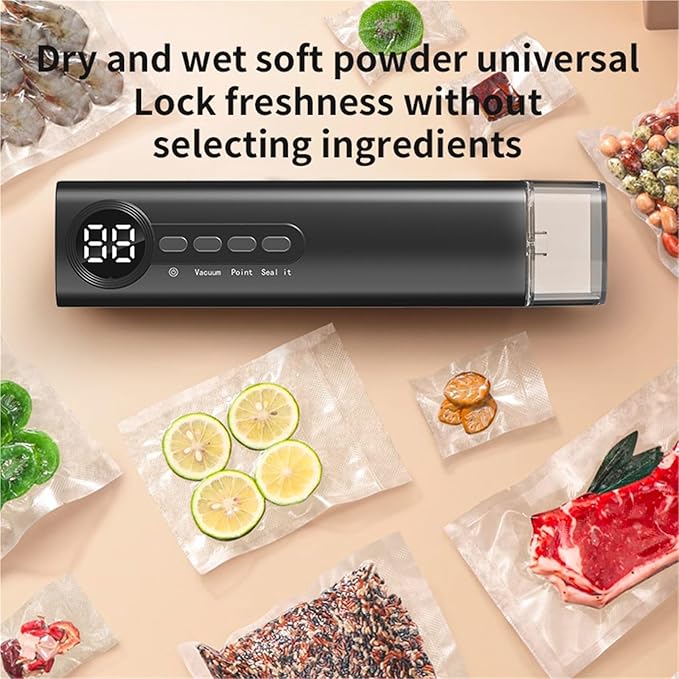 Vacuum Sealer Machine, Mini Vacuum Sealer Wireless Multifunctional Food With Suction Dry/Moist Sealing Machine Plastic Bag Heat,Food Sealer(White)