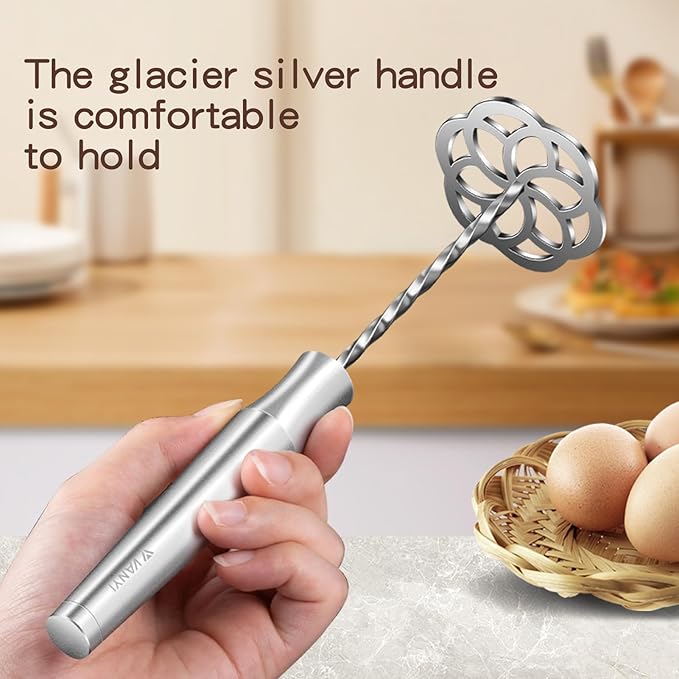 Potato Masher Stainless Steel, Hand Smasher Kitchen Tool For Potatoes, Sweet Potatoes, Avocado, Beans, Dishwasher Safe, Small