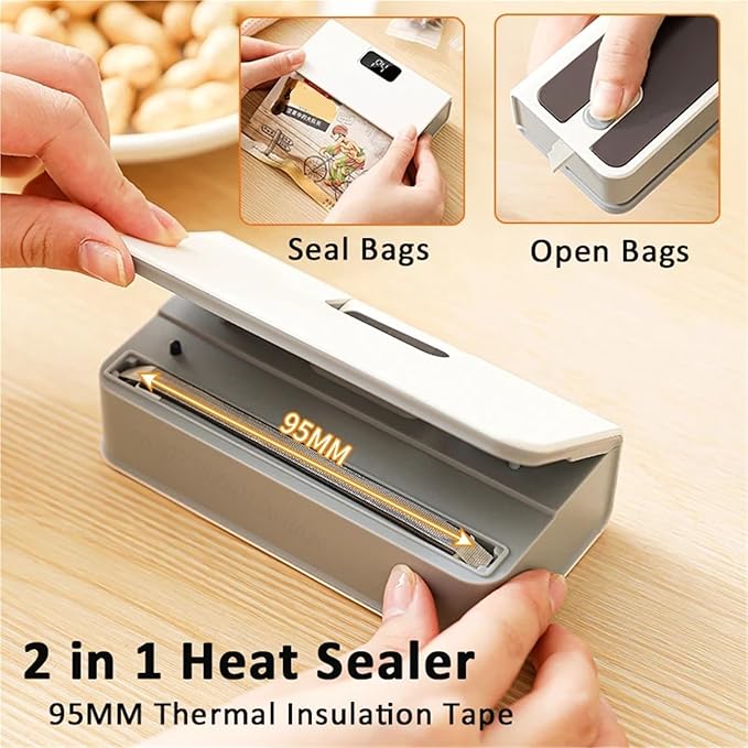 Vacuum Sealer Machine, Mini Heat Sealer Plastic Bag Sealing Machine Rechargable Storage Package Handheld Clip Food,Food Sealer(Blue)