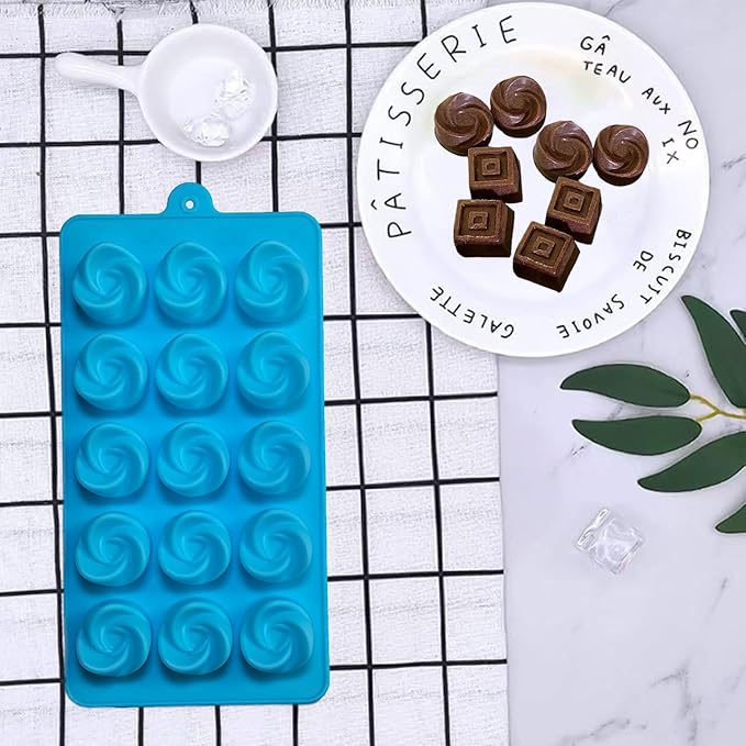 Gummy Candy Molds - 4Pcs Silicone Chocolate Mold, Non-stick and Bpa Free for Chocolate, Baking, Jelly, Wax Melt, Ice Cubes