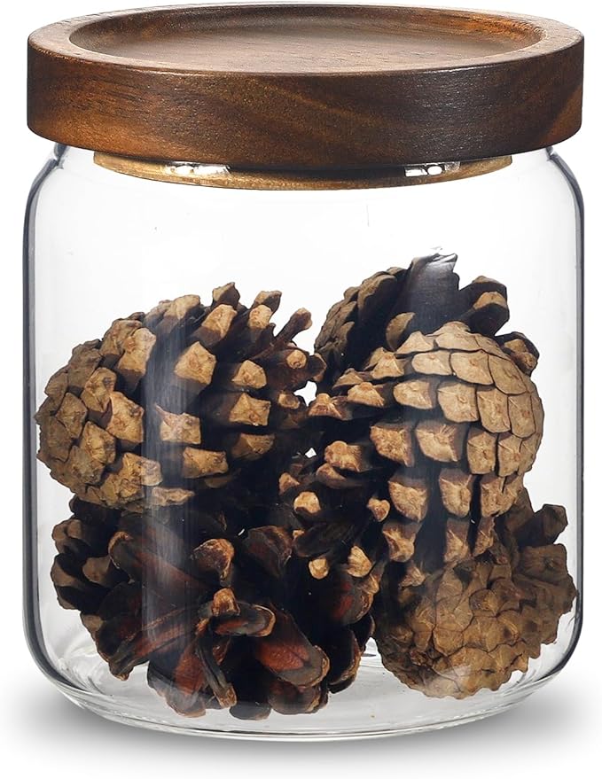 Glass Spice Jars Seasoning Containers Small Glass Jars with Lids Airtight Food Storage Canister for Kitchen Pantry Sugar Tea Coffee Bean Nuts Cookies Herbs Salt (473ml/16oz-1 pcs)