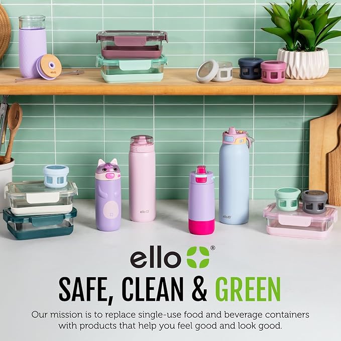 Ello Pop & Fill 22oz Stainless Steel Water Bottle with QuickFill Technology, Double Walled and Vacuum Insulated Metal, Leak Proof Locking Lid, Straw and Chug, Reusable, BPA Free, Blossom Bliss
