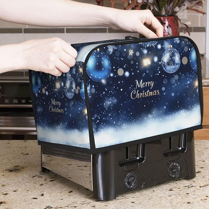 Toaster Cover 2 Slice Christmas Ball Blue Snow Winter Kitchen Small Appliance Covers with Pockets Dust and Fingerprint Protection