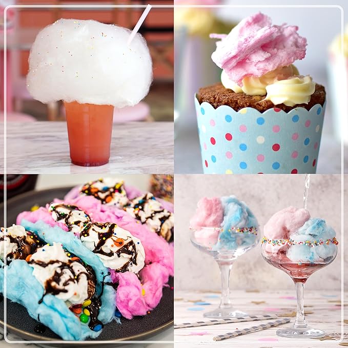 Nostalgia FSCC8 Cotton Candy Party Kit 3 Flavors, 4 Reusable Cones, 10 Floss Bags, 1, blue