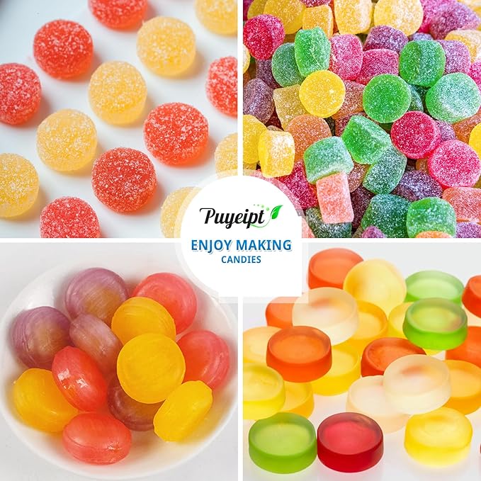 Puyeipt 4 PCS Silicone Gummy Candy Molds, 55 Cavities Non-Stick Round Molds for Small Hard Candies, Chocolates, Caramels, Jello, Fruit Snacks