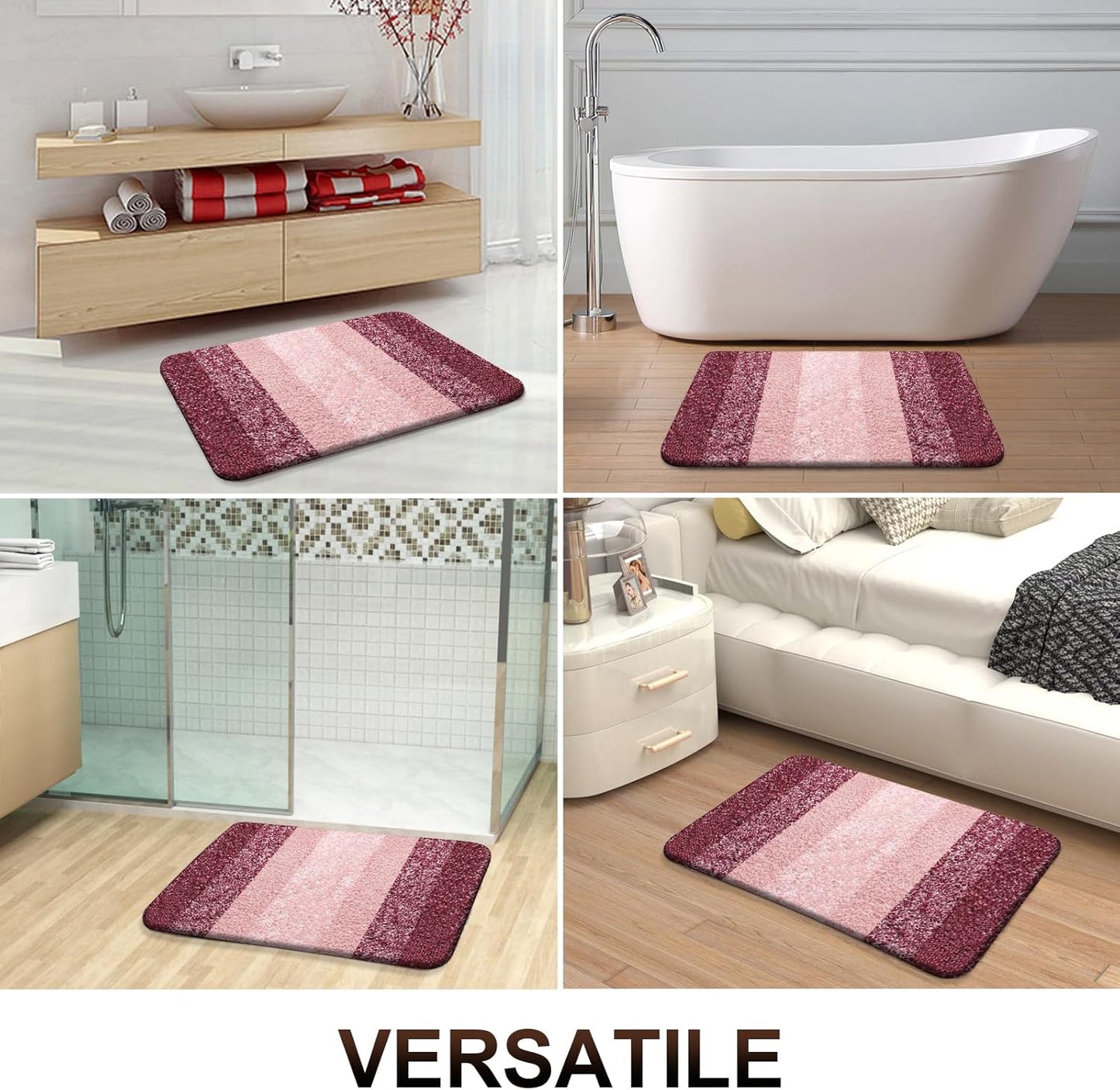 OLANLY Bathroom Rugs Mat 36x24, Extra Soft Absorbent Microfiber Bath Rugs, Rubber Backing, Quick Dry, Machine Washable Bath Mats for Bathroom Floor, Tub and Shower, Home Decor Accessories, Red