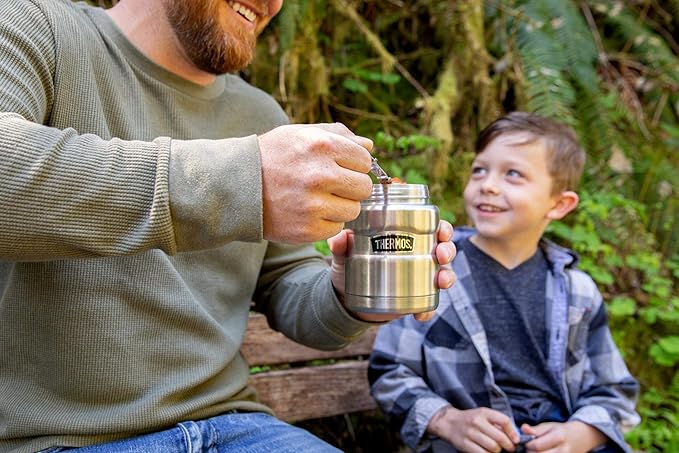 THERMOS Stainless King Vacuum-Insulated Food Jar with Spoon,16 Ounce,Army Green,(Pack of 4)