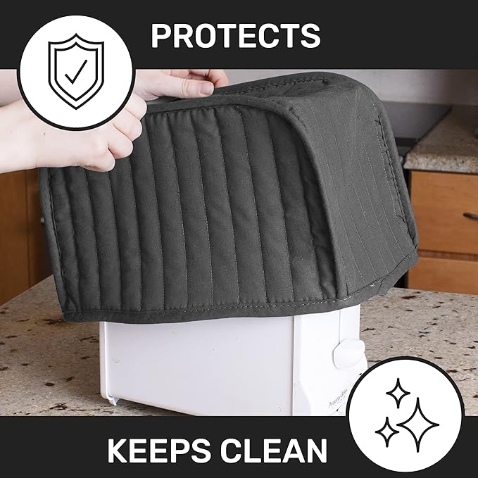 RITZ Premium Universal Two Slice Toaster Cover, 11.25" x 5.75" x 7", Polyester and Cotton Quilted, Fingerprint Protector, Super Soft Dust Cover, Appliance NOT Included, Graphite