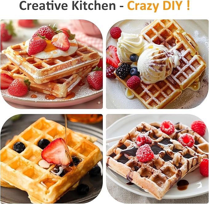 Sunvivi 4 Slices Waffle Maker: Electric Waffle Iron with Adjustable Temperature Control, Nonstick Waffle Machine with Indicator Light, Easy to Clean, Ideal for Kids and Families, Silver