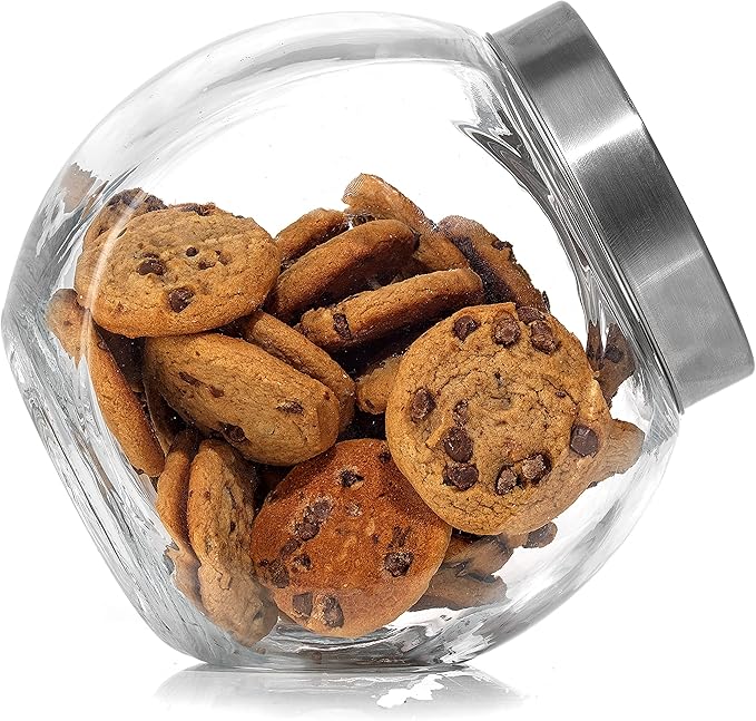JoyJolt All-Sides Cookie Jar. Set of 2 Cookie Jars for Kitchen Counter with Lids, Candy Jar, Dog Treat Container, Laundry Detergent Container, Large Canisters, Half Gallon Glass Jar with Lid Airtight