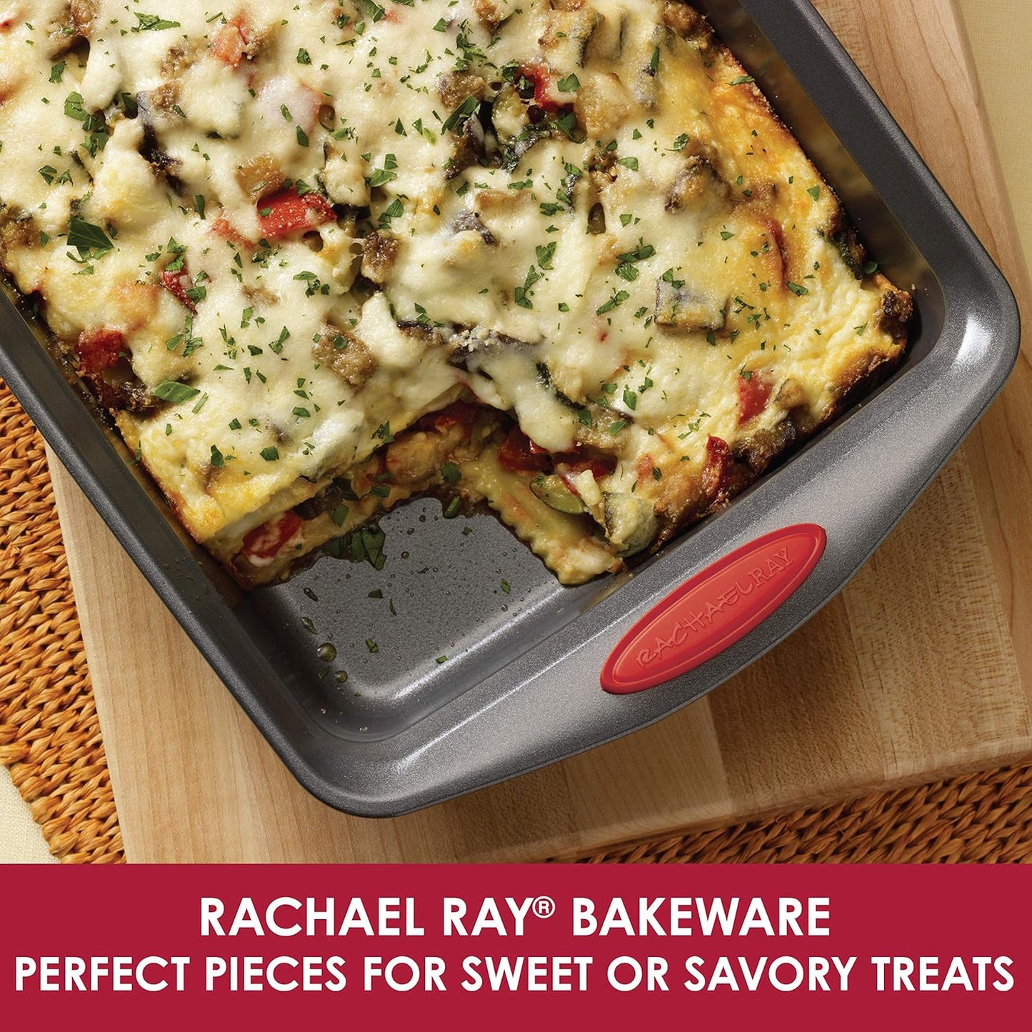 Rachael Ray Cucina and Yum-o! Nonstick Bakeware Set with Cookie Sheets, Cake Pans, and More, 11 Pieces
