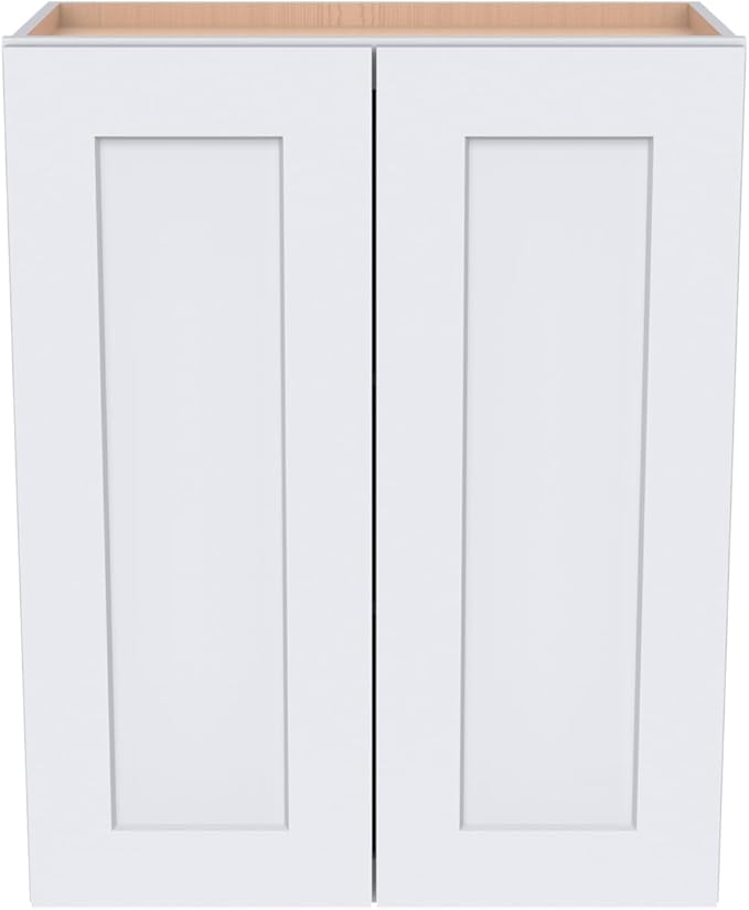 Wall-Mounted Cabinet – Solid Wood Shaker Style Medicine Cabinet with Adjustable Shelves & Soft-Close Doors for Bathroom, Kitchen, and Office Storage (White, 42" W x 12" D x 36" H)