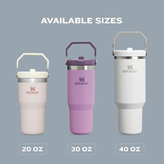 STANLEY IceFlow Flip Straw Tumbler with Handle 30 oz | Twist On Lid and Flip Up Straw | Leak Resistant Water Bottle | Insulated Stainless Steel |BPA-Free | Cream