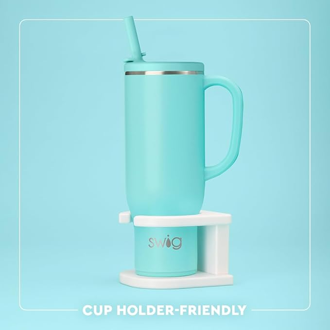 Swig Life 30oz Mega Mug, 30oz Tumbler with Handle and Straw, Large Insulated Tumblers, Cup Holder Friendly Travel Mug, Stainless Steel 30 oz Tumbler, Reusable Insulated Water Bottle (Clover Crush)