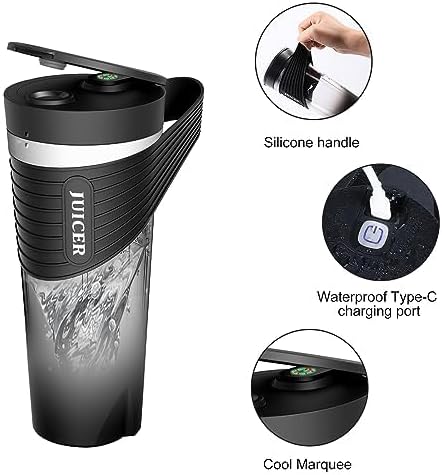 Portable Blender 460ml for Shakes Smoothie Juice, for Travel Gym Office, 4000mAh Type-C Rechargeable Personal Blender with 6 Sharp Blades Powerful 22000r/m Water Bottle Cup (White)