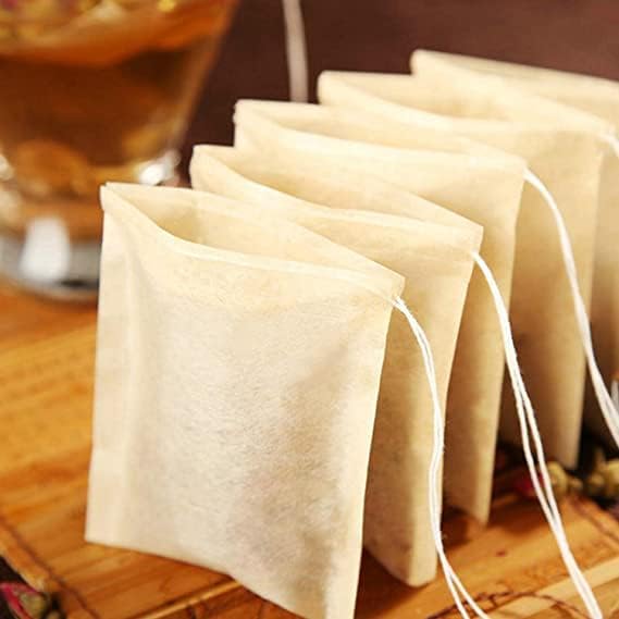 NEPAK 600 Pcs Disposable Tea Filter Bags for Loose Tea,Drawstring Empty Bag for Loose Leaf Tea,with 100% Natural Unbleached Paper(2.76 x 3.54 inch)