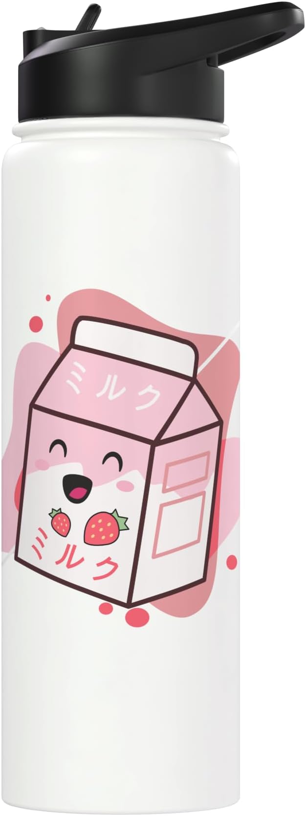 Kawaii Milk Cow Retro Japanese Strawberry Strawberry Milk Stainless Steel Insulated Water Bottle