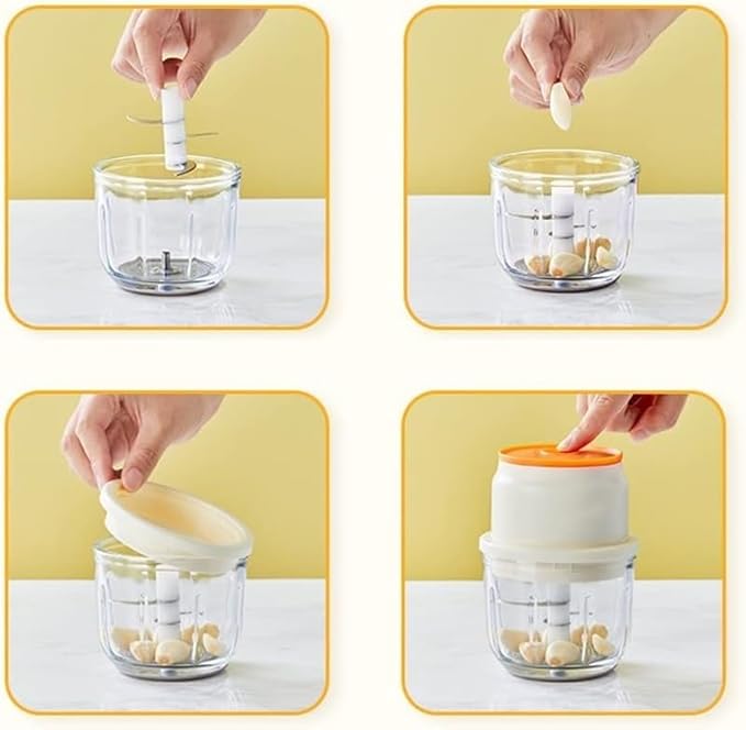 Mini Cordless Electric Mini Chopper, Portable Powerful Garlic Chopper, Onion Grinder, Masher, Crusher, Food Processor for Ginger, Chili, Veggie (Size : 150ml)