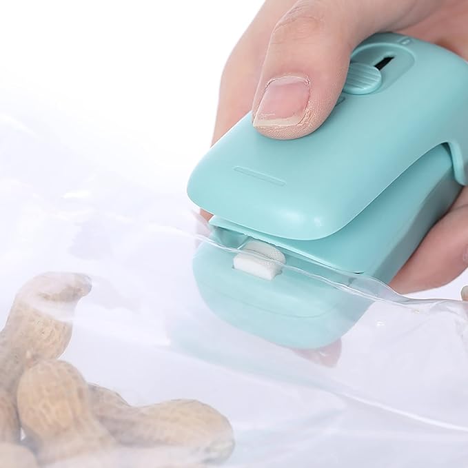 Handheld Heat Vacuum Sealer Snack Sealer Portable Mini Plastic Sealer Household Plastic Bag Food Sealer Hand Pressure Sealer (Color : Green, Size : 8x3.8x4cm)