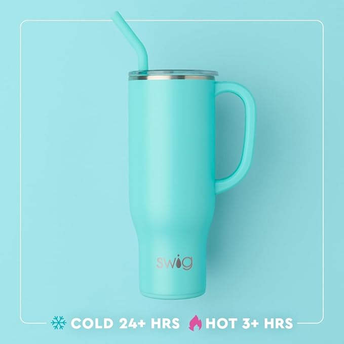 Swig Life 30oz Mega Mug, 30 oz Tumbler with Handle and Straw, Cup Holder Friendly, Dishwasher Safe, Extra Large Insulated Tumbler, Stainless Steel Water Bottle (Howdy Holidays)