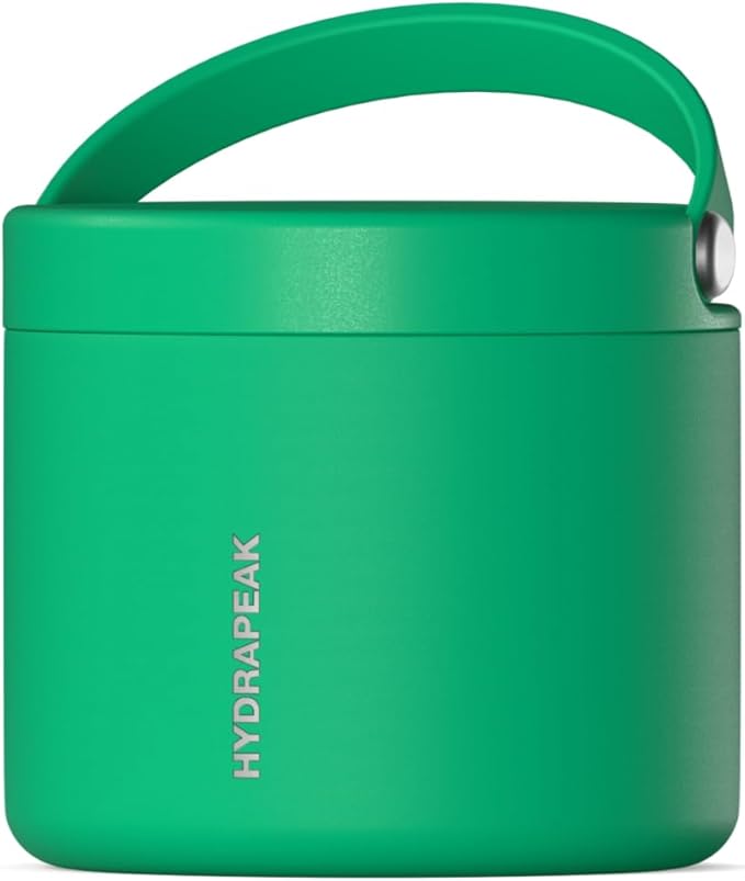 Hydrapeak 18oz Stainless Steel Vacuum Insulated Food Jar | Hot Food and Cold Food, Wide Mouth Leak-Proof Soup for Adults, 10 Hours Hot and 16 Hours Cold (Jade)