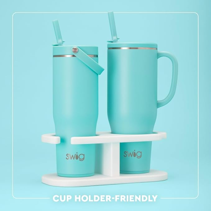 Swig Life 40oz Leak Proof Mega Mug, 40oz Leak Proof Tumbler with Handle and Straw, Extra Large Insulated Tumblers, Cup Holder Friendly Travel Mug, Reusable Leakproof Water Bottle (Giddy Up)