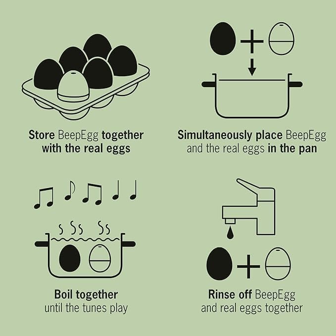 Wolf BeepEgg – Egg Timer for Boiling Eggs – Musical Egg Cooker for Soft, Medium, Hard Boiled Eggs – Food Safe – Singing Floating Egg Timer – Egg Cooker for 3 Levels of Doneness - Brainstream