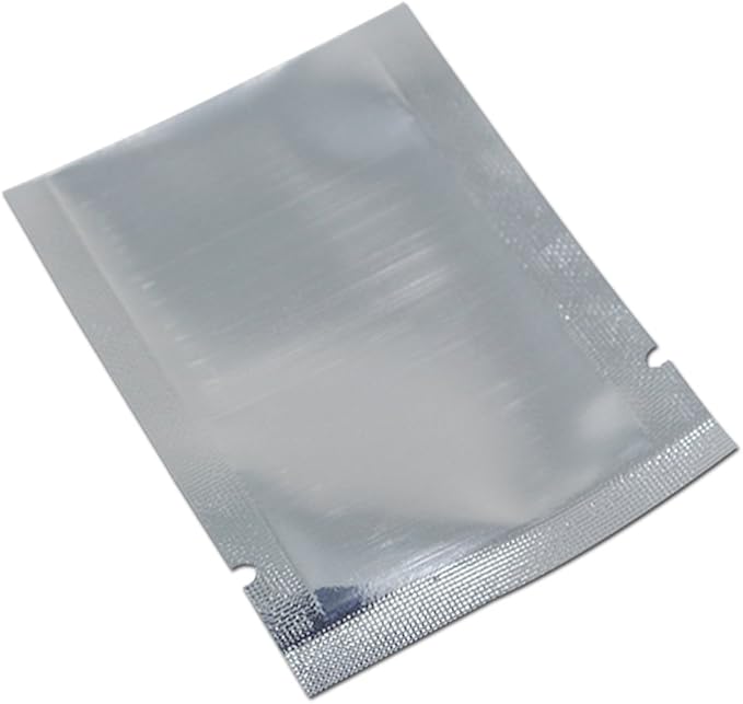 Silver Aluminum Foil Pouch Heat Seal Front Window Plastic Mini Open Top Flat Vacuum Packaging Mylar Bag Food Small Sample Mylar Storage with Tear Notch (200, 12x17cm (4.7x6.7 inch))