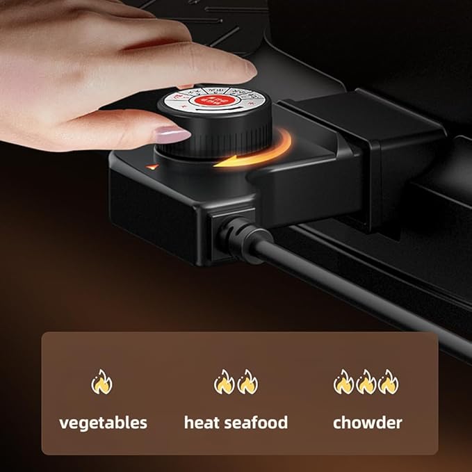 AORAN Smokeless Electric Hot Pot & Grill Combo, Large 9.5"x29" Non-Stick Design, 3 Adjustable Heat Levels, Easy to Clean，Includes Brushes, Tongs & Paper