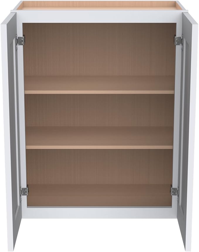 Wall-Mounted Cabinet – Solid Wood Shaker Style Medicine Cabinet with Adjustable Shelves & Soft-Close Doors for Bathroom, Kitchen, and Office Storage (White, 42" W x 12" D x 36" H)