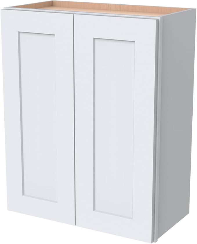 Wall-Mounted Cabinet – Solid Wood Shaker Style Medicine Cabinet with Adjustable Shelves & Soft-Close Doors for Bathroom, Kitchen, and Office Storage (White, 42" W x 12" D x 36" H)