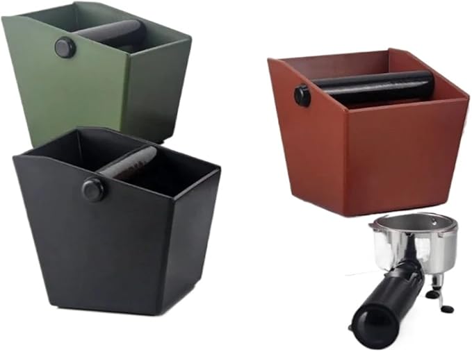Coffee Knock Box Grounds Container ABS Bucket Anti Slip Powder Beveled Residue Barista Accessories Maker Tools(Burnt-sugar)
