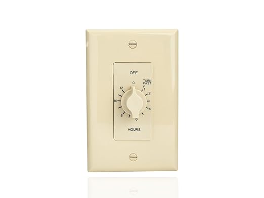 NSI A512H Tork Spring-Wound in-Wall Twist Timer with 12-Hour Length and Ivory Faceplate for Automatic Shutoff of Fans or Light