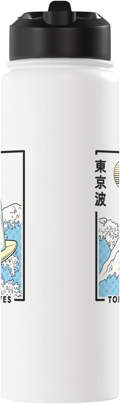 Happy Milk Carton Surfing Japanese Waves Kawaii Aesthetic Stainless Steel Insulated Water Bottle