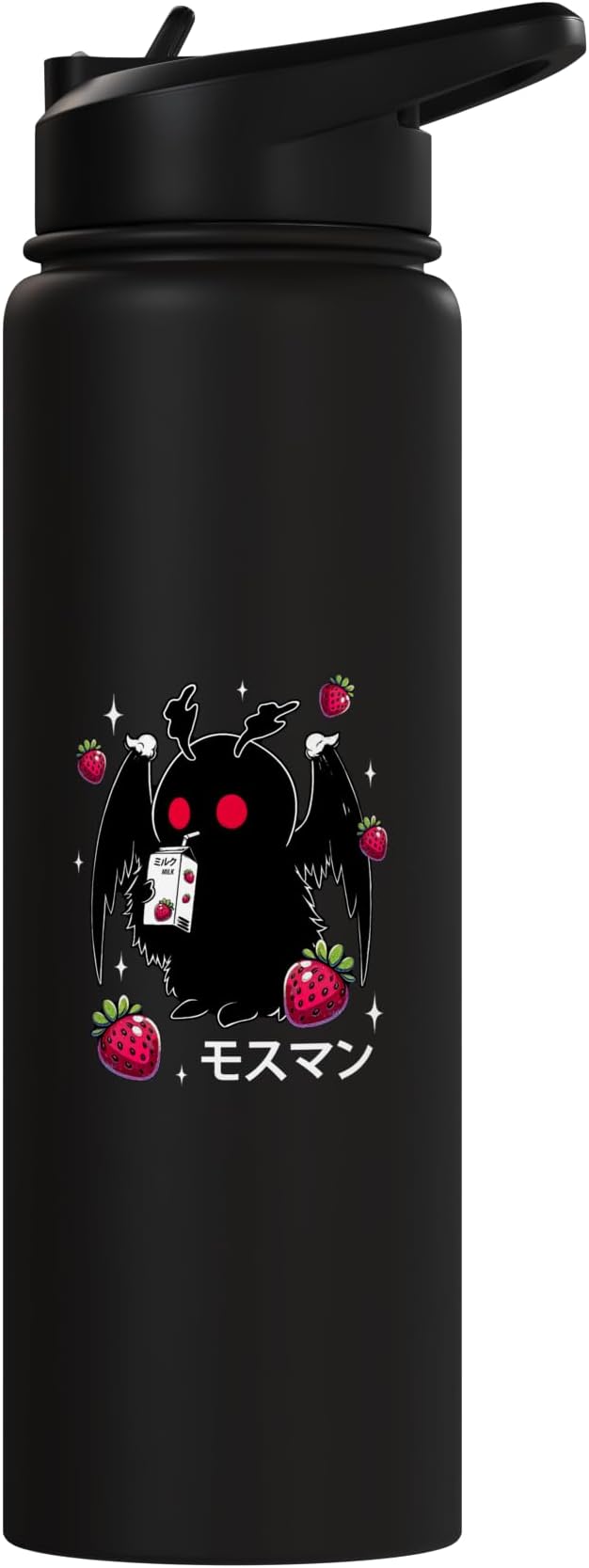 Mothman Kawaii Strawberry Milk Shake Cryptid Stainless Steel Insulated Water Bottle