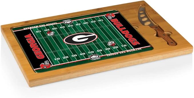 PICNIC TIME NCAA Icon Glass Top Cutting Board & Knife Set, Cheese Boards Charcuterie Boards, Serving Platter, (Parawood & Bamboo)